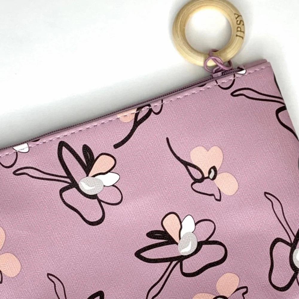 Ipsy Pink Floral Cosmetic Glam Bag